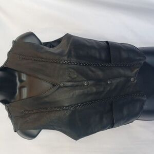 Milwaukee Leather Motorcycle Vest, snap closure,  tie back